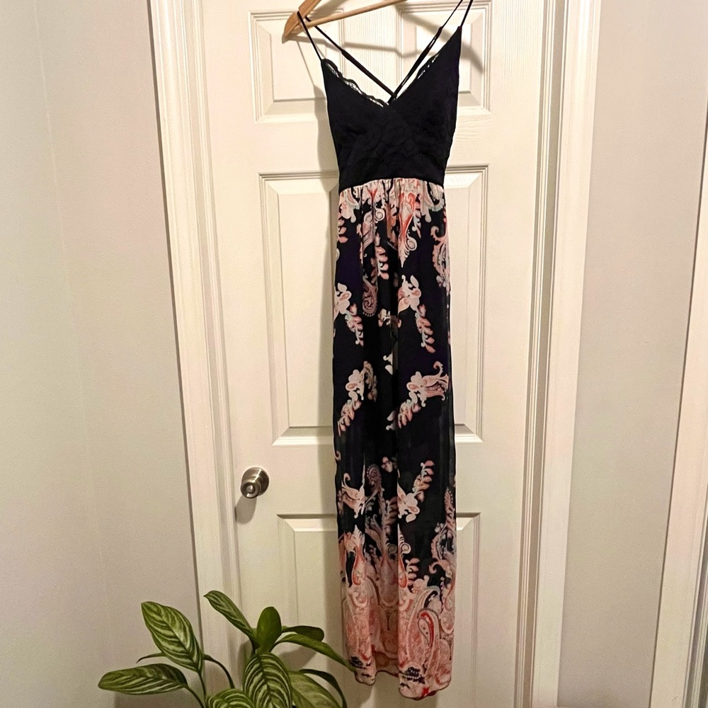 Navy and Pink Maxi Sun Dress